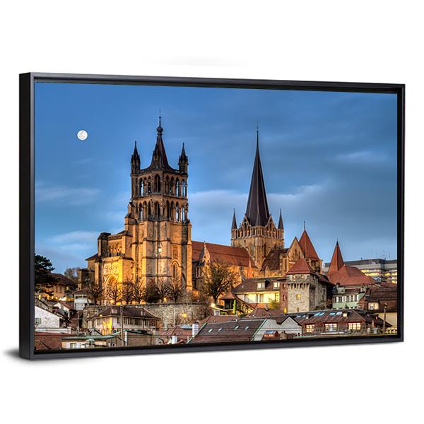 Lausanne Cathedral Canvas Wall Art-5 Horizontal-Gallery Wrap-22" x 12"-Tiaracle