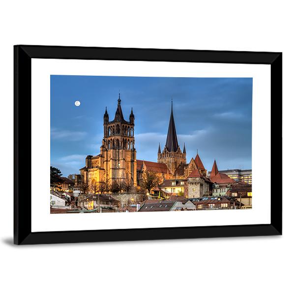 Lausanne Cathedral Vertical Canvas Wall Art-3 Vertical-Gallery Wrap-12" x 25"-Tiaracle