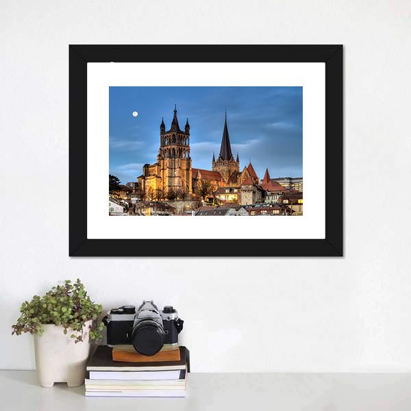 Lausanne Cathedral Vertical Canvas Wall Art-3 Vertical-Gallery Wrap-12" x 25"-Tiaracle