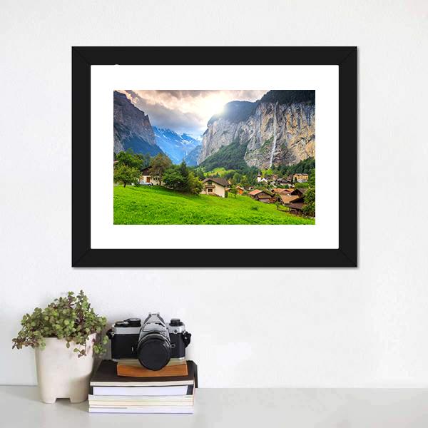 Lauterbrunnen Switzerland Canvas Wall Art-1 Piece-Framed Print-20" x 16"-Tiaracle