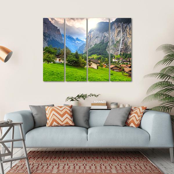 Lauterbrunnen Switzerland Canvas Wall Art-4 Horizontal-Gallery Wrap-34" x 24"-Tiaracle