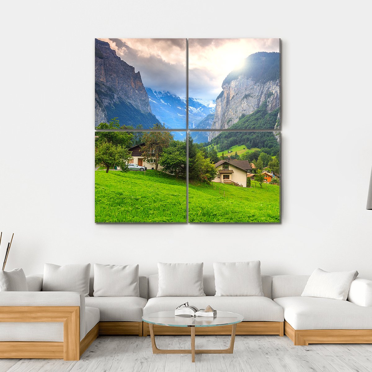 Lauterbrunnen Switzerland Canvas Wall Art-4 Square-Gallery Wrap-17" x 17"-Tiaracle