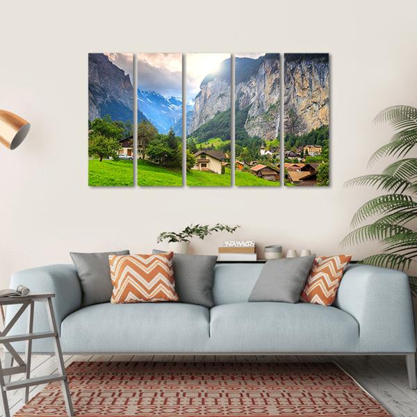 Lauterbrunnen Switzerland Canvas Wall Art-5 Horizontal-Gallery Wrap-22" x 12"-Tiaracle