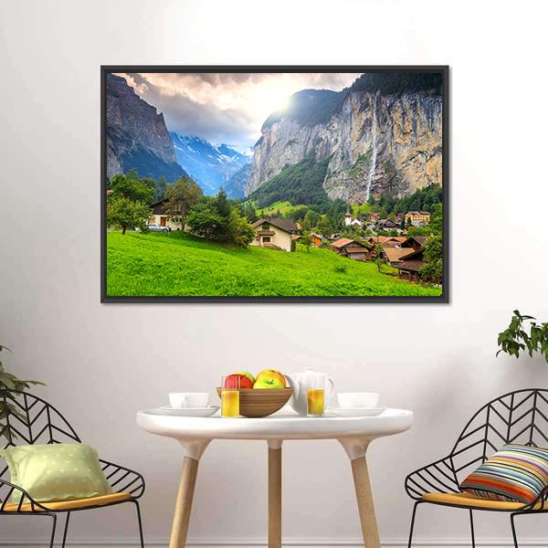 Lauterbrunnen Switzerland Canvas Wall Art-5 Horizontal-Gallery Wrap-22" x 12"-Tiaracle