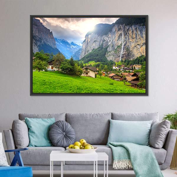 Lauterbrunnen Switzerland Canvas Wall Art-3 Horizontal-Gallery Wrap-25" x 16"-Tiaracle