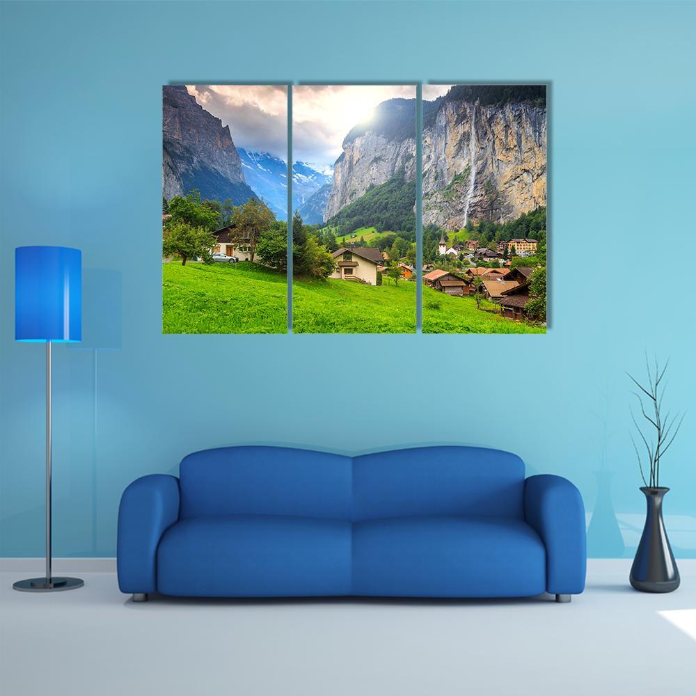 Lauterbrunnen Switzerland Canvas Wall Art-3 Horizontal-Gallery Wrap-37" x 24"-Tiaracle