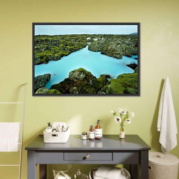 Lava Stones Covered With Moss Canvas Wall Art-1 Piece-Floating Frame-36" x 24"-Tiaracle