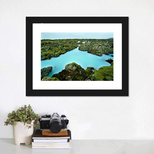 Lava Stones Covered With Moss Canvas Wall Art-1 Piece-Framed Print-30" x 20"-Tiaracle