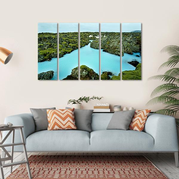 Lava Stones Covered With Moss Canvas Wall Art-5 Horizontal-Gallery Wrap-22" x 12"-Tiaracle