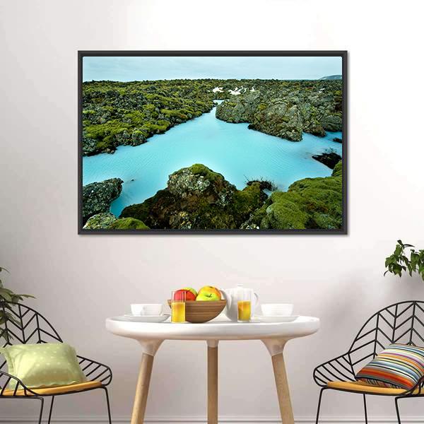 Lava Stones Covered With Moss Canvas Wall Art-5 Horizontal-Gallery Wrap-22" x 12"-Tiaracle