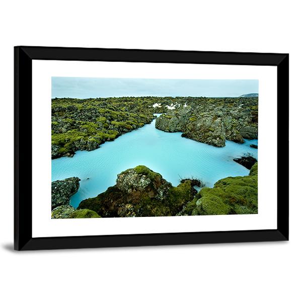 Lava Stones Covered With Moss Canvas Wall Art-5 Horizontal-Gallery Wrap-22" x 12"-Tiaracle