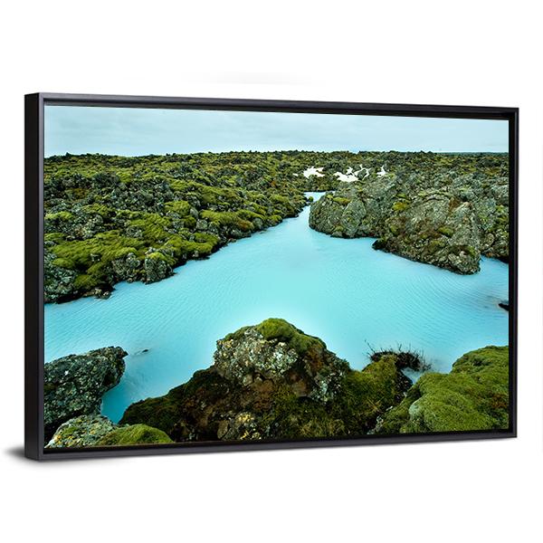 Lava Stones Covered With Moss Canvas Wall Art-5 Horizontal-Gallery Wrap-22" x 12"-Tiaracle