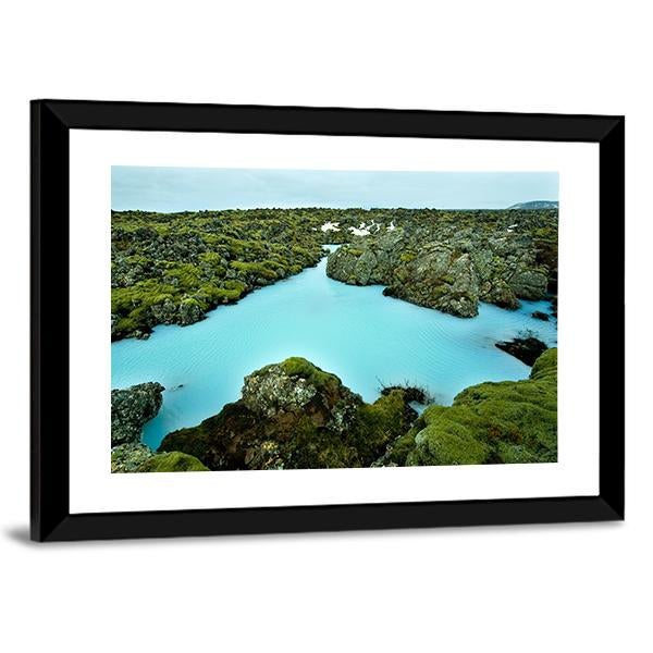 Lava Stones Covered With Moss Panoramic Canvas Wall Art-1 Piece-36" x 12"-Tiaracle