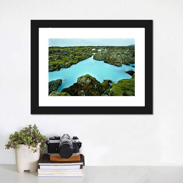 Lava Stones Covered With Moss Panoramic Canvas Wall Art-1 Piece-36" x 12"-Tiaracle