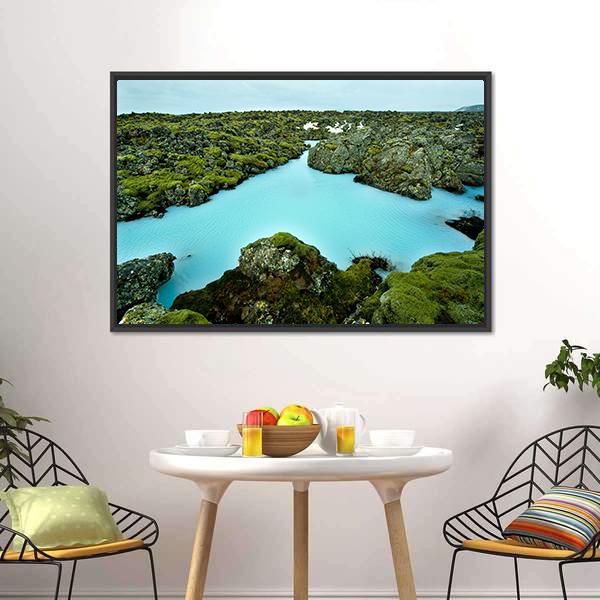 Lava Stones Covered With Moss Panoramic Canvas Wall Art-1 Piece-36" x 12"-Tiaracle