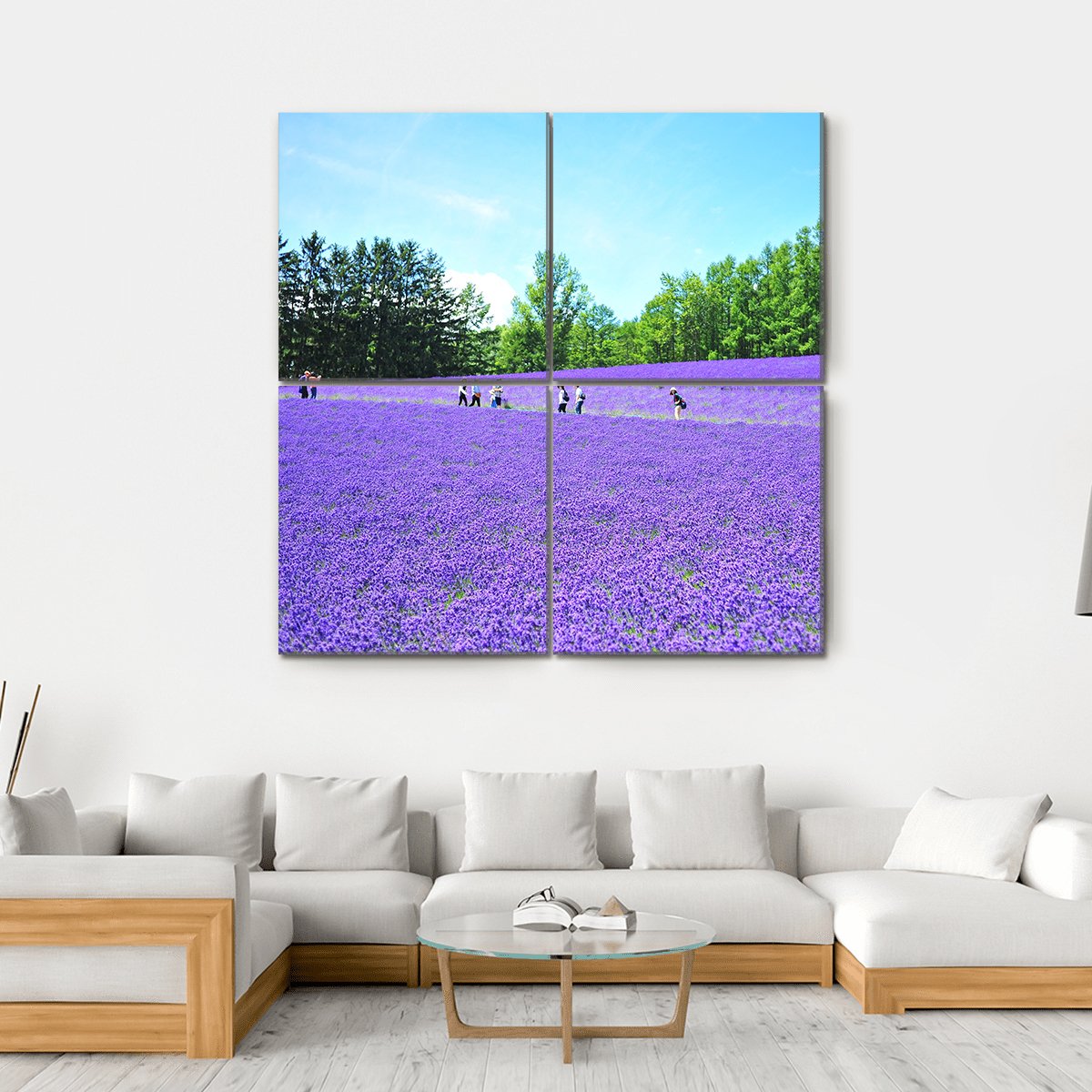 Lavender Fields In Hokkaido Canvas Wall Art-4 Square-Gallery Wrap-17" x 17"-Tiaracle