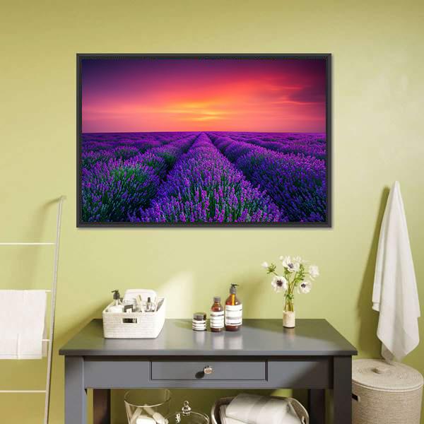 Lavender Flower Blooming Canvas Wall Art-1 Piece-Floating Frame-24" x 16"-Tiaracle