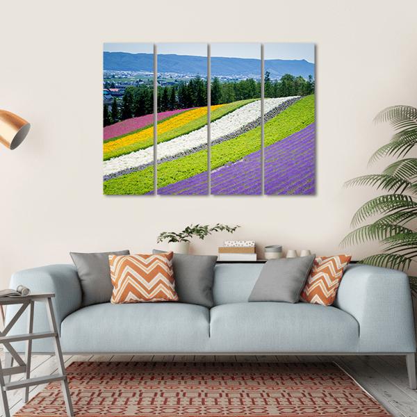 Lavender Garden In Japan Canvas Wall Art-4 Horizontal-Gallery Wrap-34" x 24"-Tiaracle