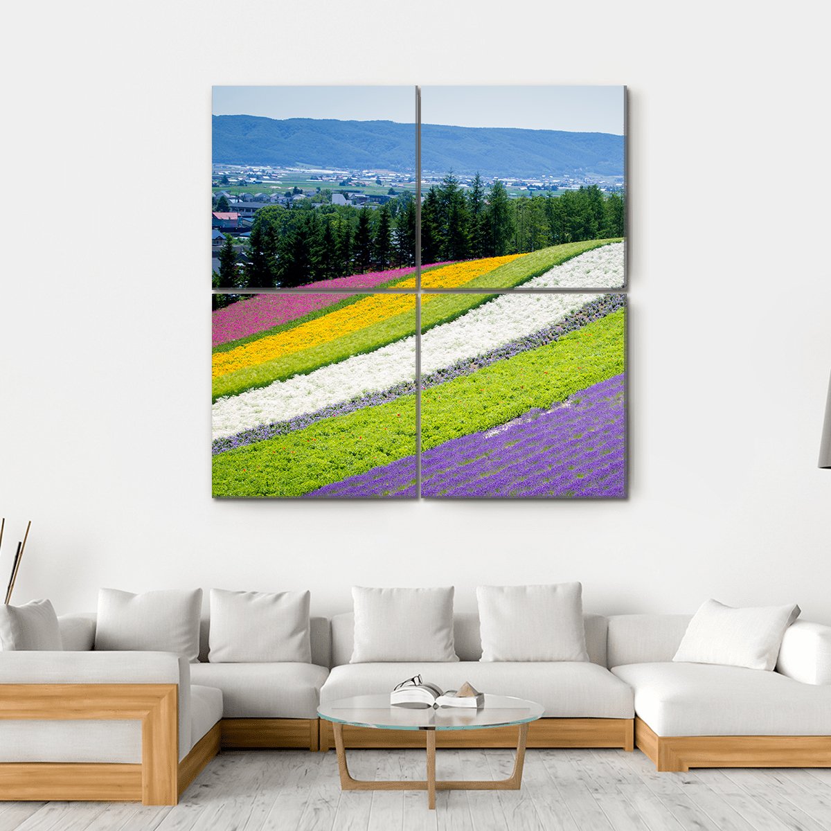 Lavender Garden In Japan Canvas Wall Art-4 Square-Gallery Wrap-17" x 17"-Tiaracle