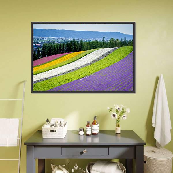 Lavender Garden In Japan Canvas Wall Art-1 Piece-Floating Frame-24" x 16"-Tiaracle