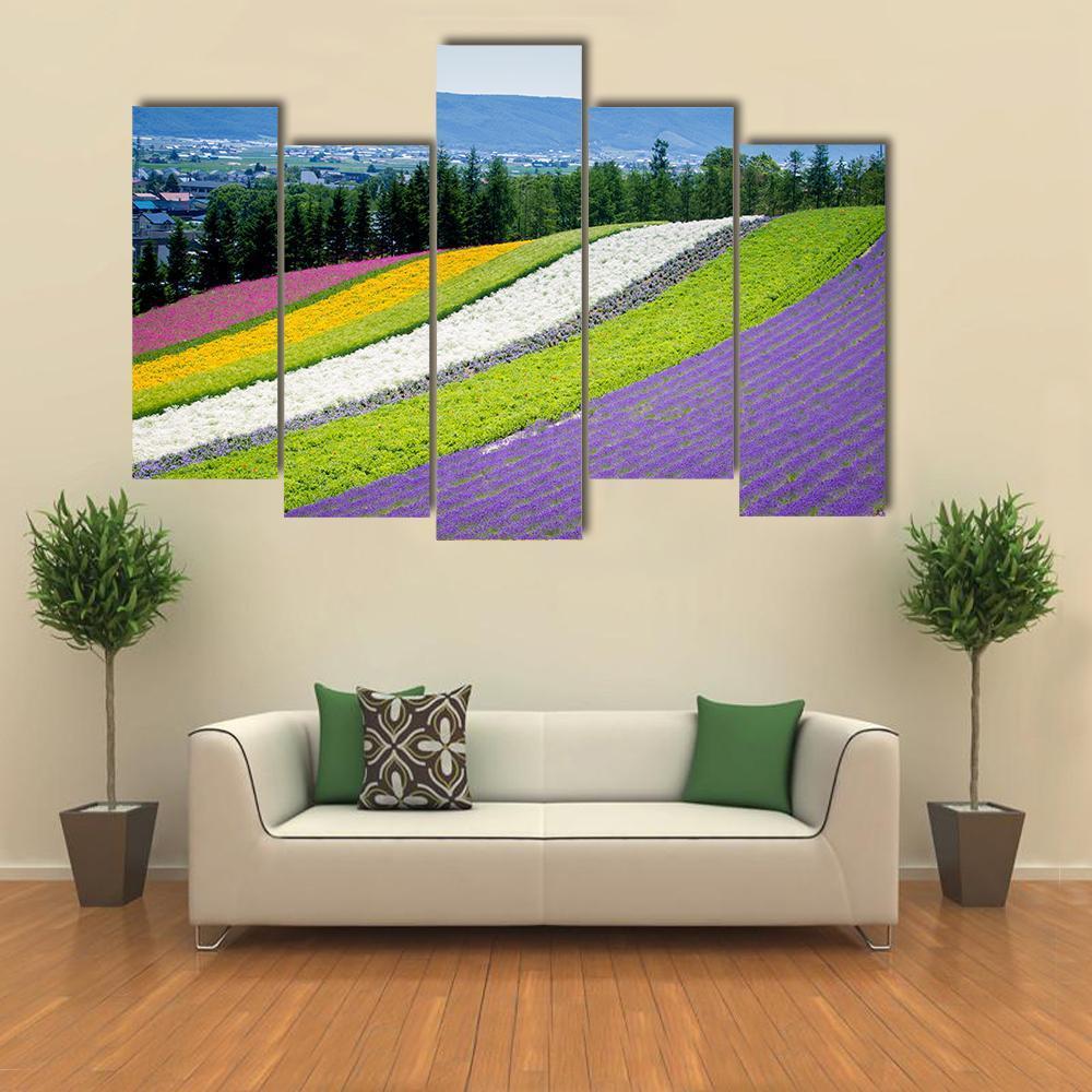 Lavender Garden In Japan Canvas Wall Art-5 Pop-Gallery Wrap-47" x 32"-Tiaracle