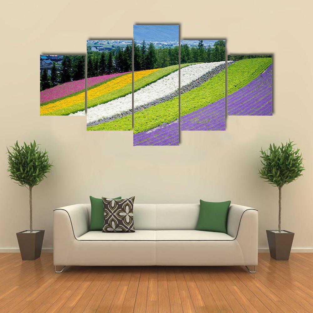 Lavender Garden In Japan Canvas Wall Art-5 Star-Gallery Wrap-62" x 32"-Tiaracle
