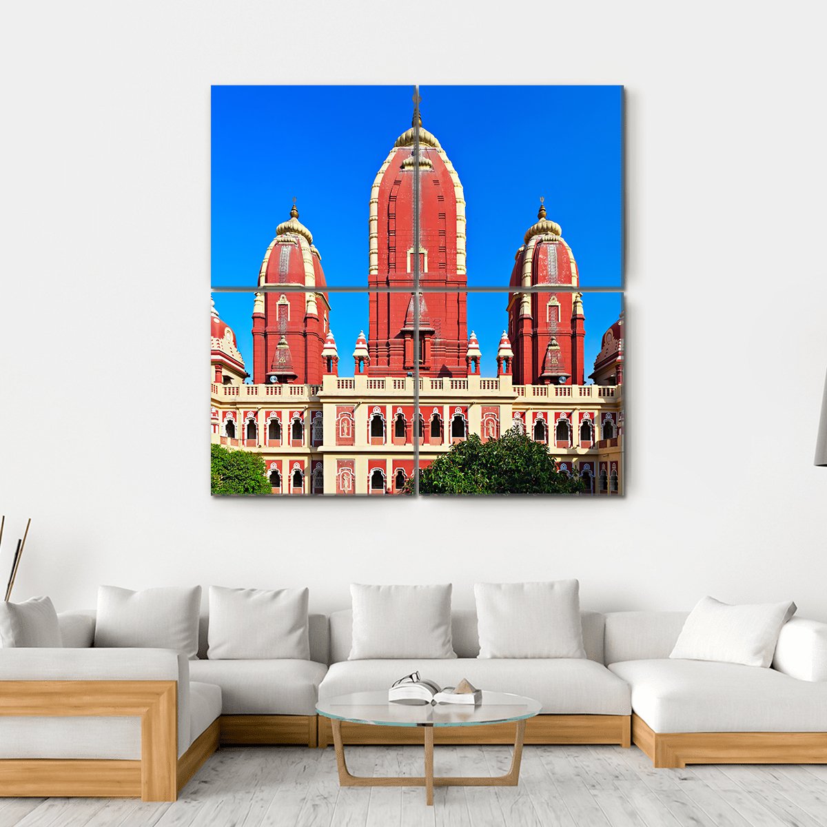 Laxmi Narayan Temple Canvas Wall Art-4 Square-Gallery Wrap-17" x 17"-Tiaracle