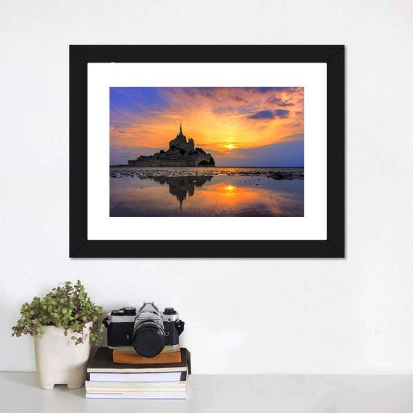 Le Mont Saint Michel In Normandy Canvas Wall Art-1 Piece-Framed Print-20" x 16"-Tiaracle