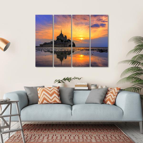 Le Mont Saint Michel In Normandy Canvas Wall Art-4 Horizontal-Gallery Wrap-34" x 24"-Tiaracle