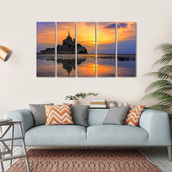 Le Mont Saint Michel In Normandy Canvas Wall Art-5 Horizontal-Gallery Wrap-22" x 12"-Tiaracle