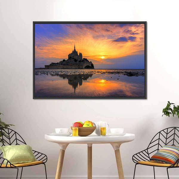 Le Mont Saint Michel In Normandy Canvas Wall Art-3 Horizontal-Gallery Wrap-25" x 16"-Tiaracle