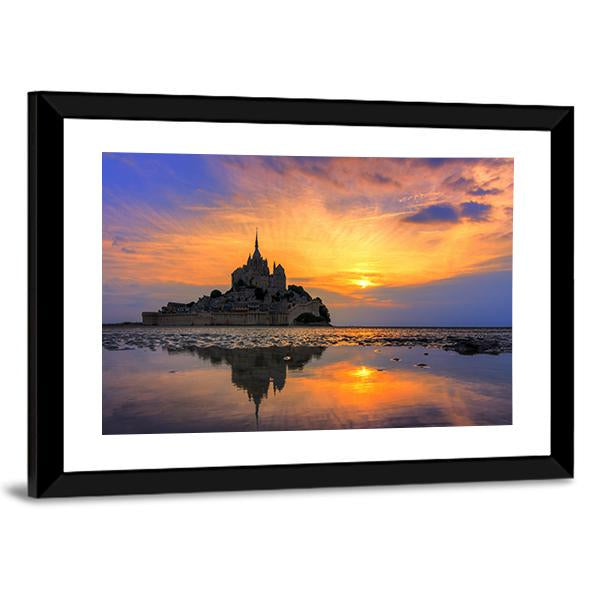 Le Mont Saint Michel In Normandy Canvas Wall Art-3 Horizontal-Gallery Wrap-25" x 16"-Tiaracle