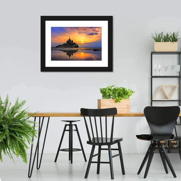 Le Mont Saint Michel In Normandy Canvas Wall Art-3 Horizontal-Gallery Wrap-25" x 16"-Tiaracle
