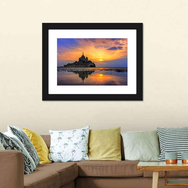Le Mont Saint Michel In Normandy Canvas Wall Art-3 Horizontal-Gallery Wrap-25" x 16"-Tiaracle