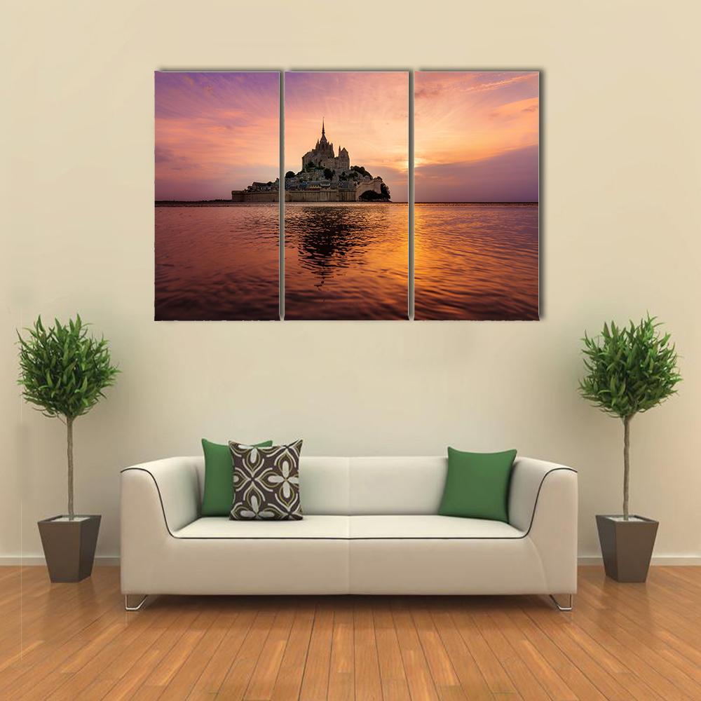 Mont Saint Michel Canvas Wall Art-3 Horizontal-Gallery Wrap-37" x 24"-Tiaracle