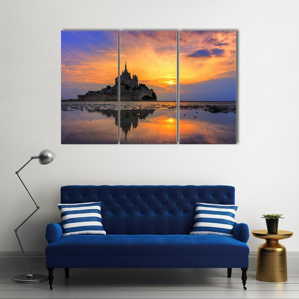 Le Mont Saint Michel In Normandy Canvas Wall Art-3 Horizontal-Gallery Wrap-37" x 24"-Tiaracle