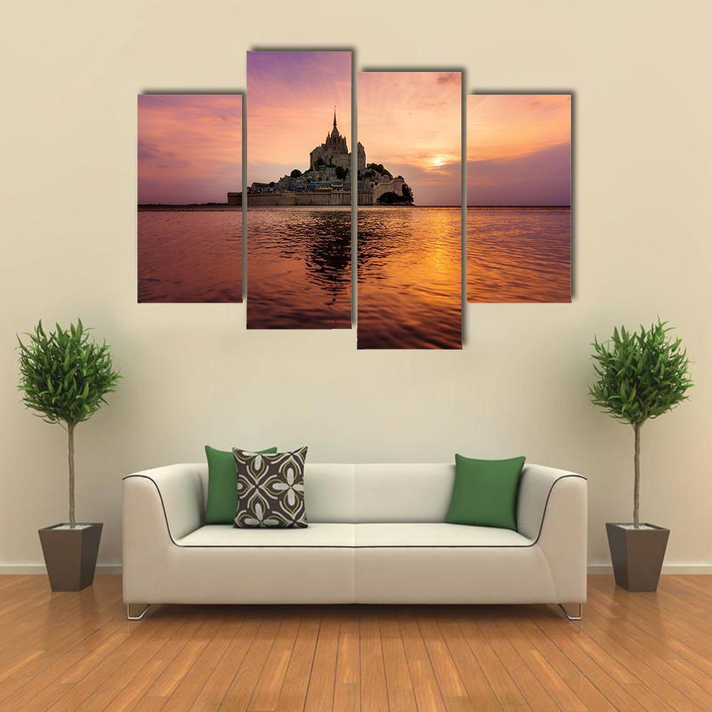 Mont Saint Michel Canvas Wall Art-4 Pop-Gallery Wrap-50" x 32"-Tiaracle