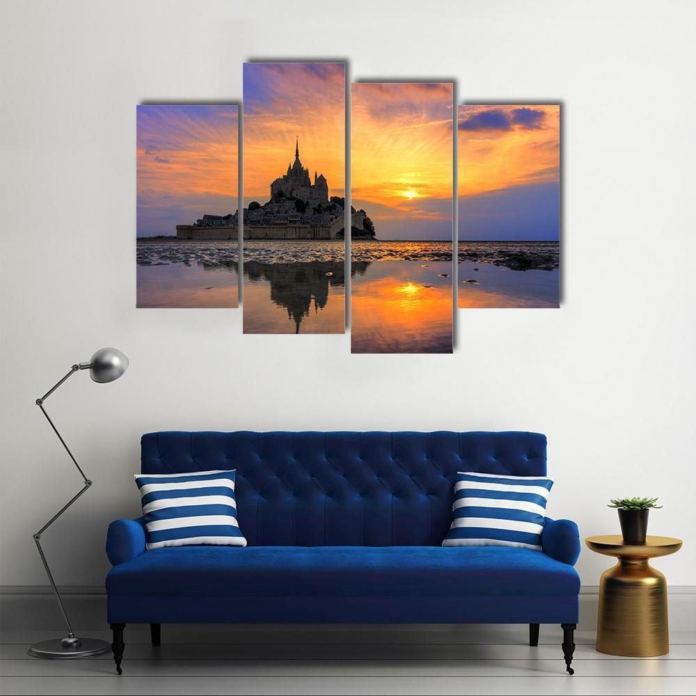 Le Mont Saint Michel In Normandy Canvas Wall Art-4 Pop-Gallery Wrap-50" x 32"-Tiaracle