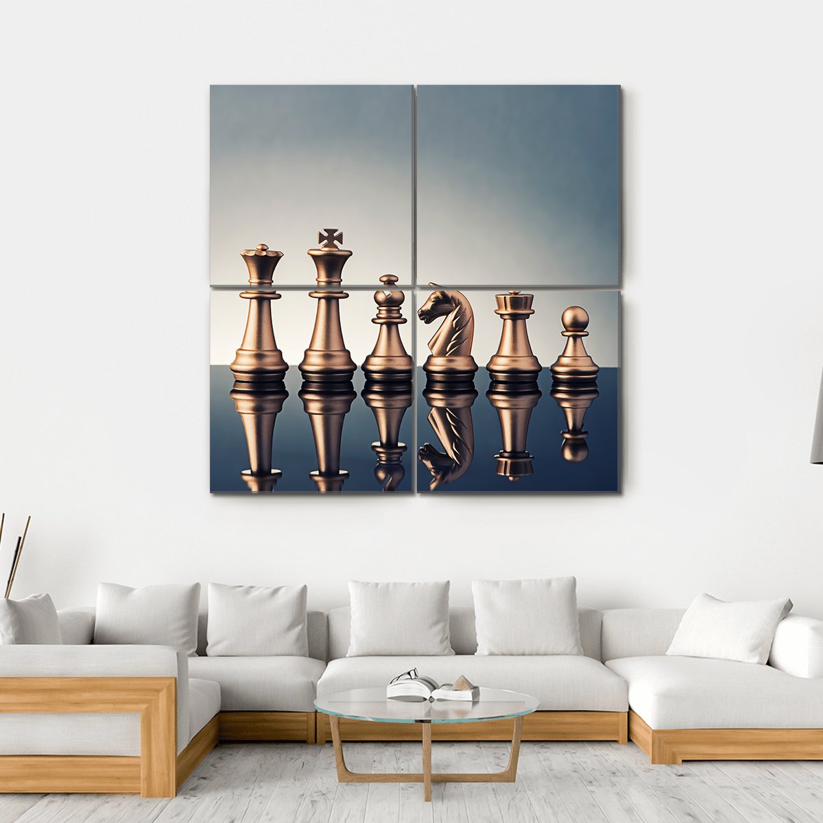 Leadership Concept Of Chess Canvas Wall Art-4 Square-Gallery Wrap-17" x 17"-Tiaracle