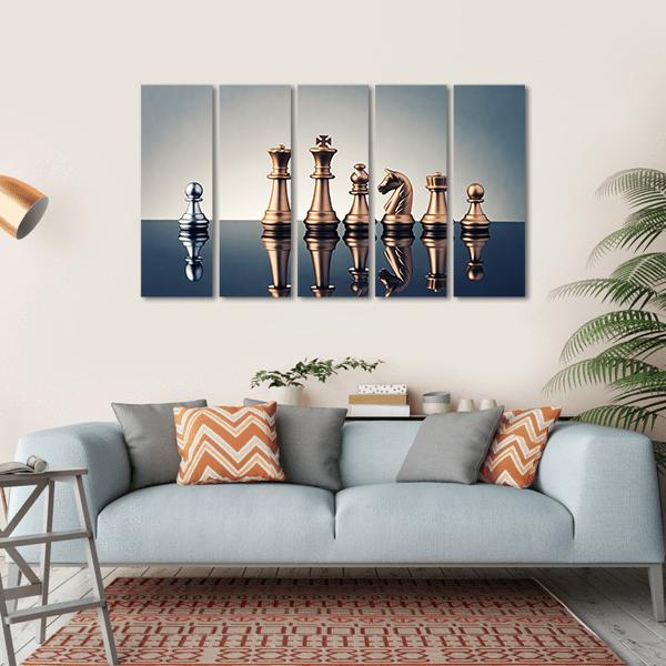 Leadership Concept Of Chess Canvas Wall Art-5 Horizontal-Gallery Wrap-22" x 12"-Tiaracle