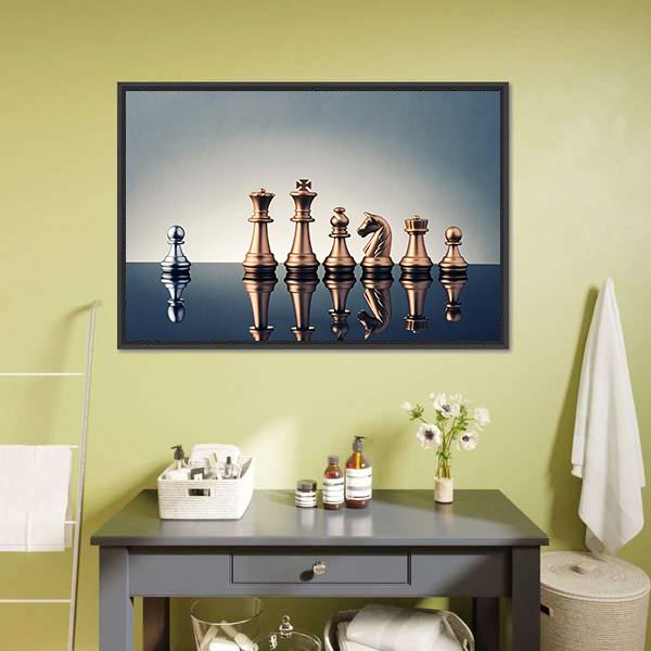 Leadership Concept Of Chess Canvas Wall Art-1 Piece-Floating Frame-24&quot; x 16&quot;-Tiaracle
