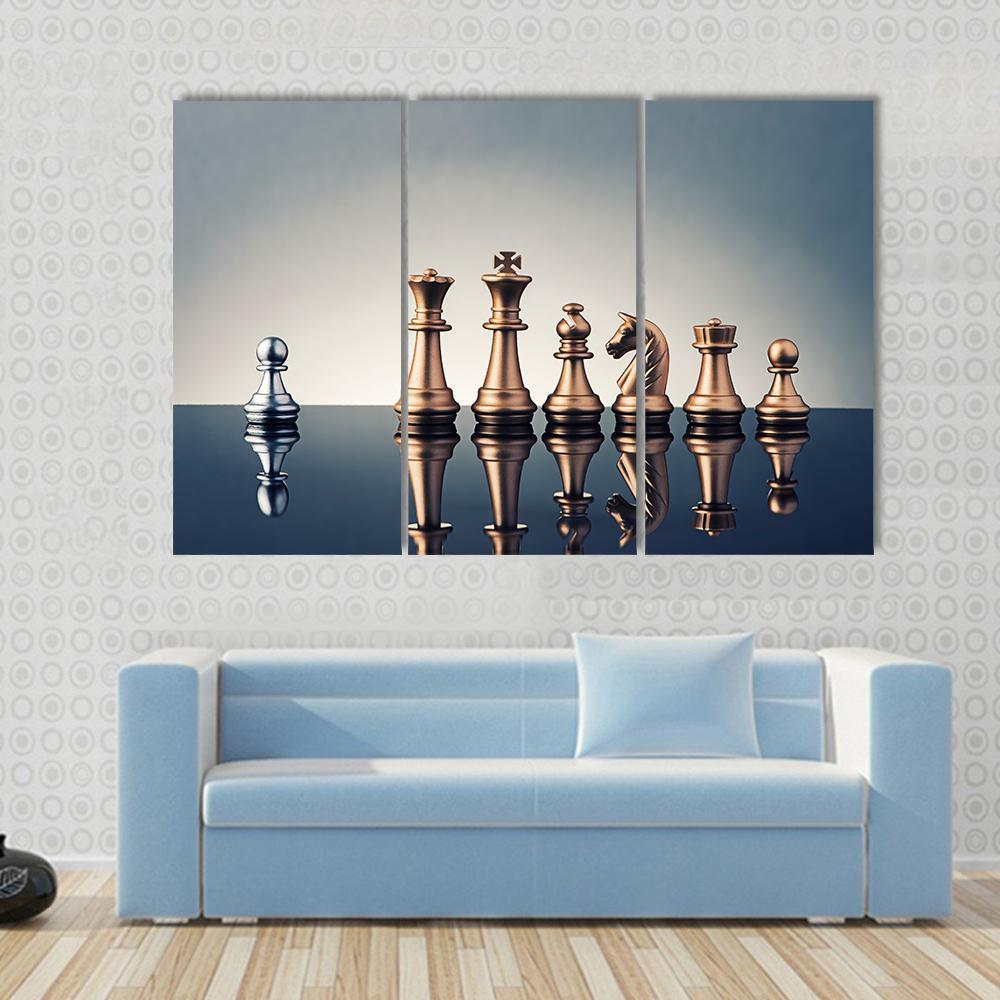 Leadership Concept Of Chess Canvas Wall Art-3 Horizontal-Gallery Wrap-37&quot; x 24&quot;-Tiaracle