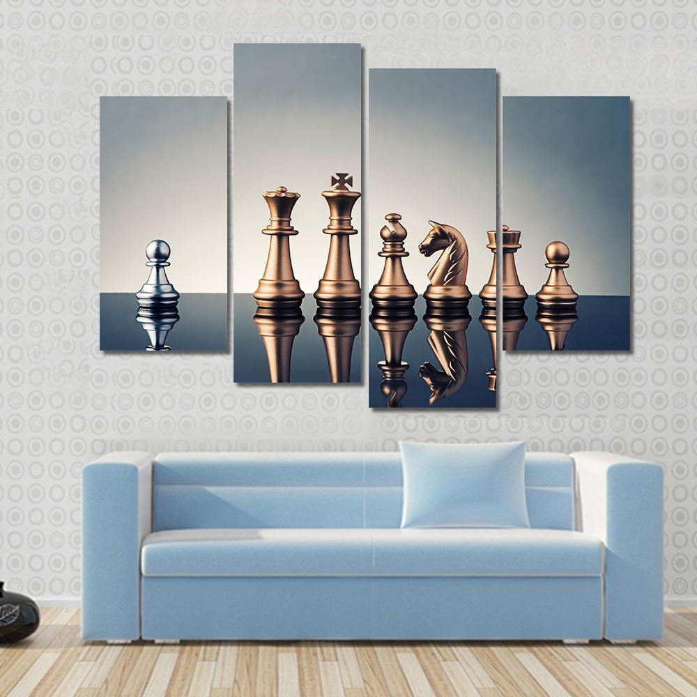 Leadership Concept Of Chess Canvas Wall Art-4 Pop-Gallery Wrap-50&quot; x 32&quot;-Tiaracle