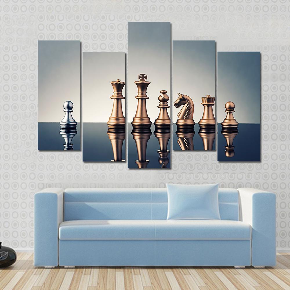 Leadership Concept Of Chess Canvas Wall Art-5 Pop-Gallery Wrap-47&quot; x 32&quot;-Tiaracle