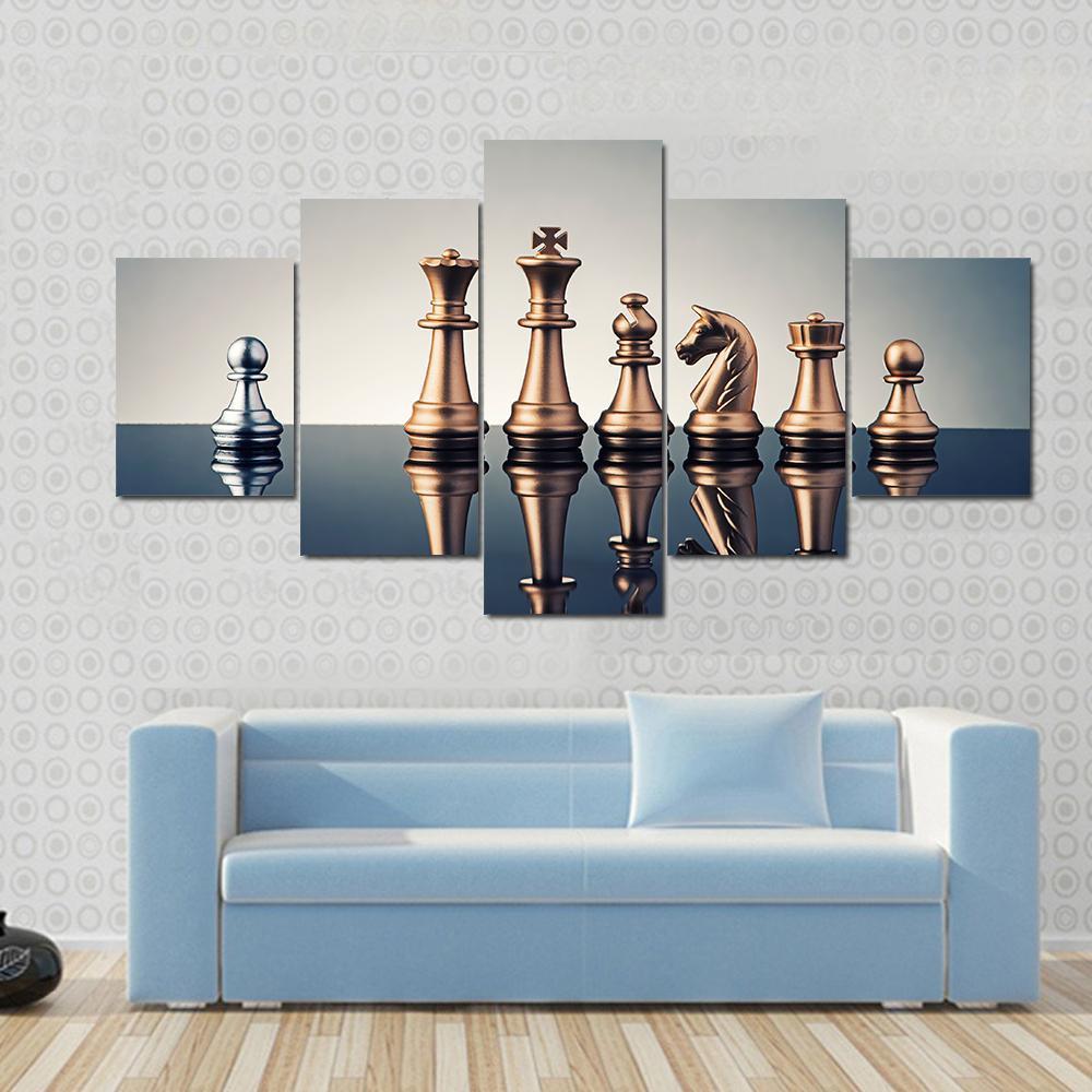 Leadership Concept Of Chess Canvas Wall Art-5 Star-Gallery Wrap-62" x 32"-Tiaracle