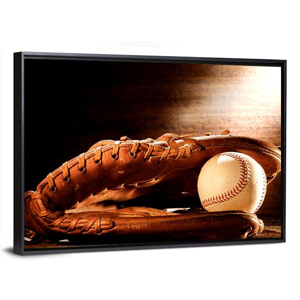 Leather Glove & Baseball Canvas Wall Art-3 Horizontal-Gallery Wrap-25" x 16"-Tiaracle