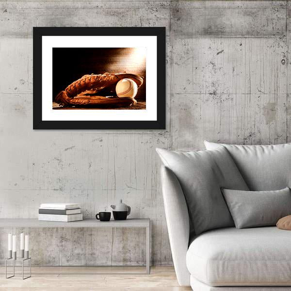 Leather Glove & Baseball Canvas Wall Art-3 Horizontal-Gallery Wrap-25" x 16"-Tiaracle