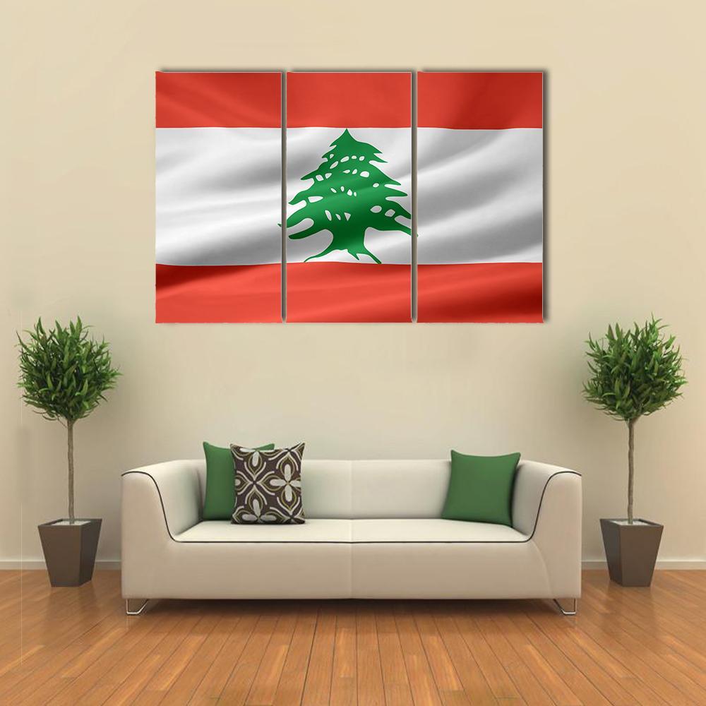 Lebanon Flag Canvas Wall Art-3 Horizontal-Gallery Wrap-37" x 24"-Tiaracle
