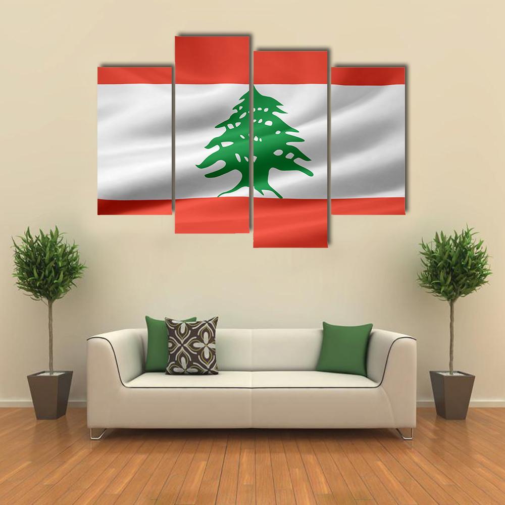 Lebanon Flag Canvas Wall Art-4 Pop-Gallery Wrap-50" x 32"-Tiaracle