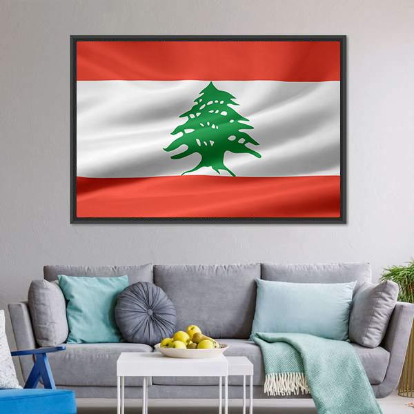 Lebanon Flag Canvas Wall Art-3 Horizontal-Gallery Wrap-25" x 16"-Tiaracle
